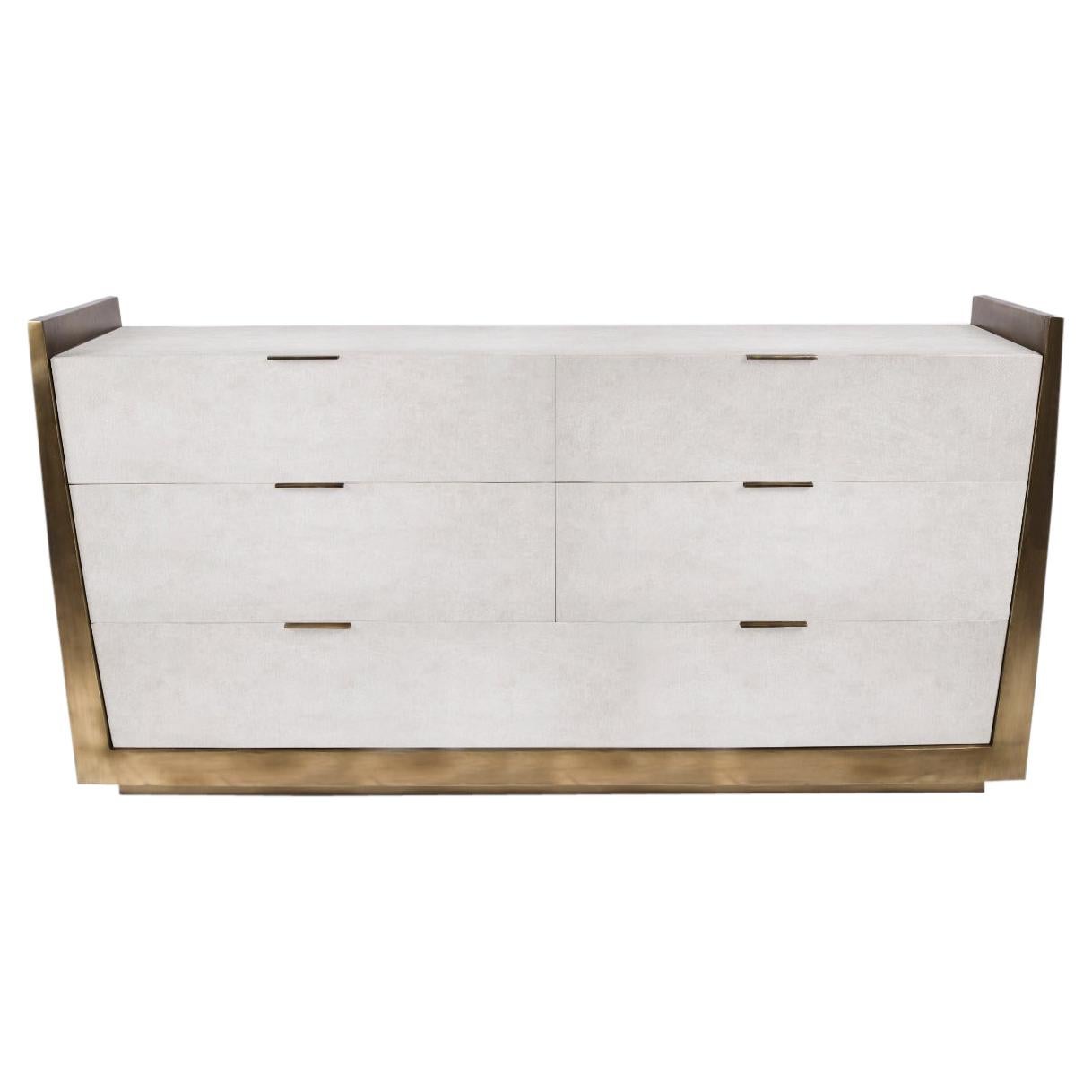 Credenza in Parchment and Bronze-Patina Brass by R&Y Augousti