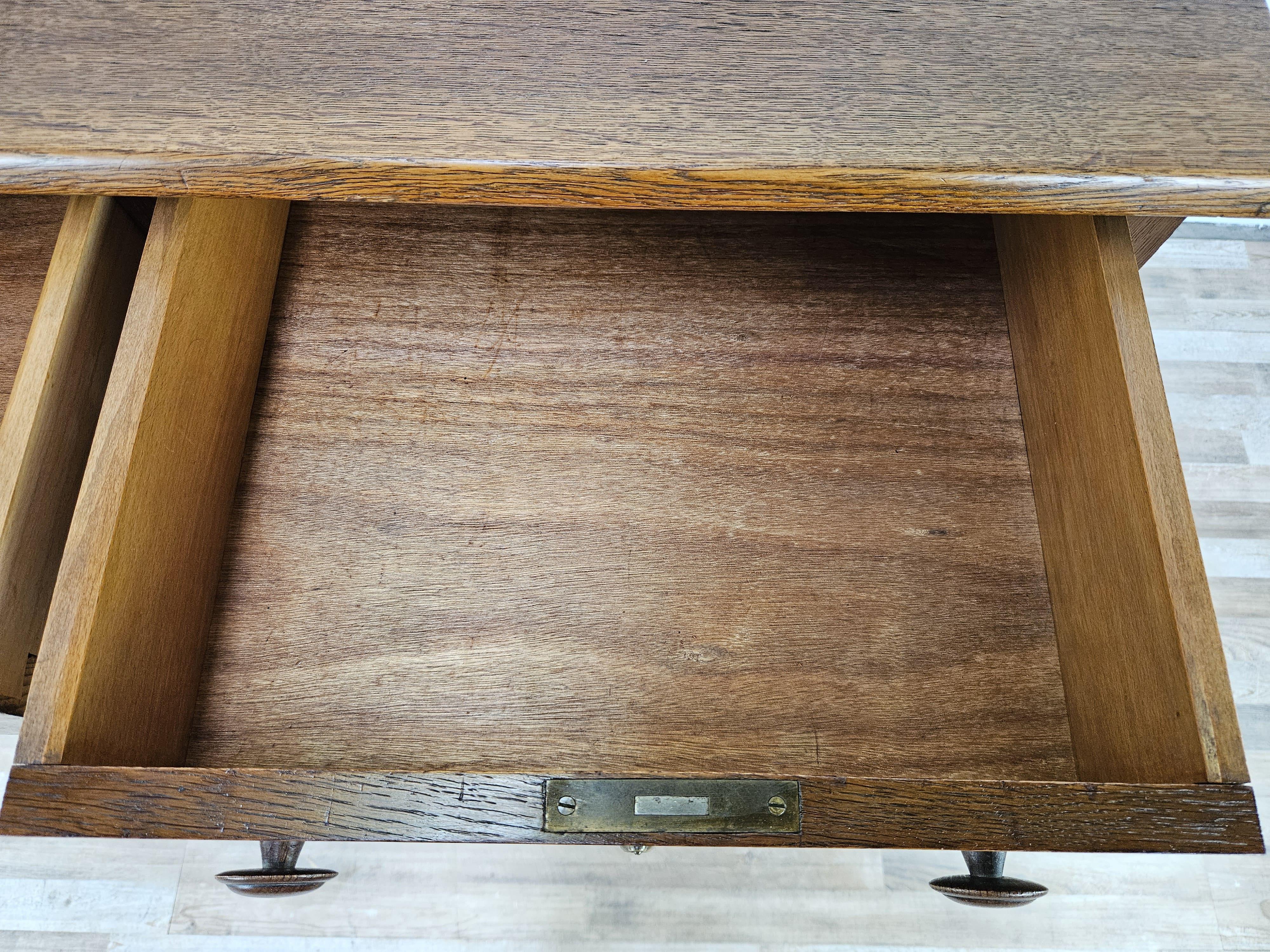 Art deco oak sideboard with riser and drawers 1940s 3