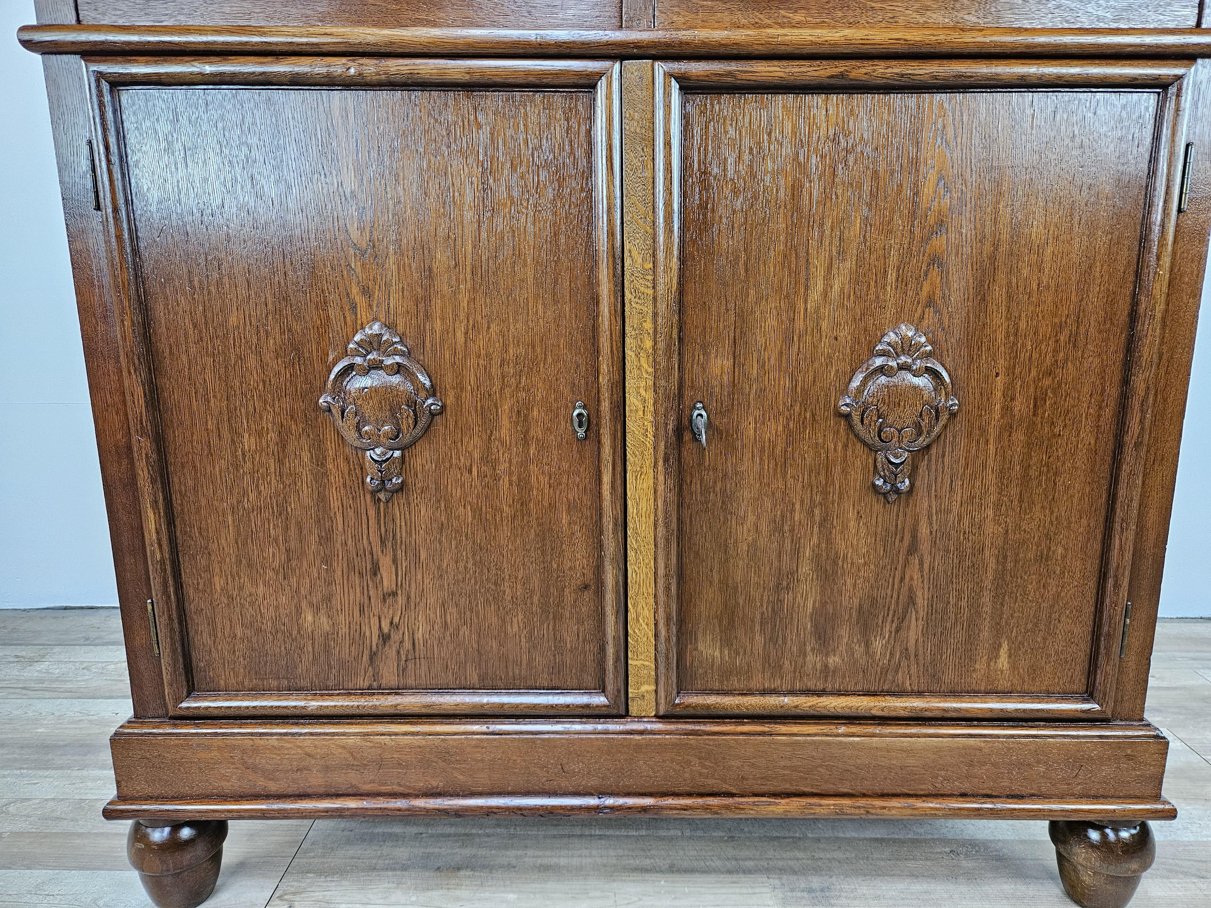 Art deco oak sideboard with riser and drawers 1940s 4