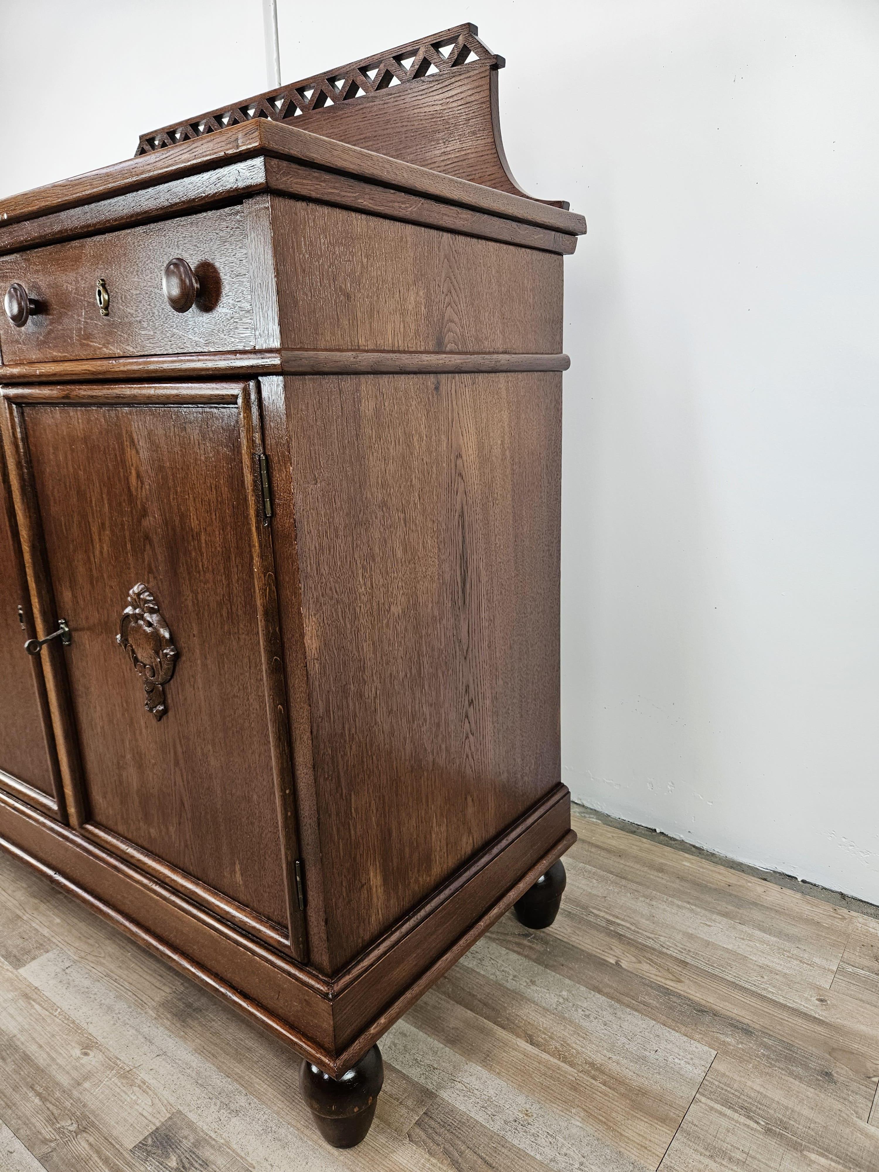 Art Deco Art deco oak sideboard with riser and drawers 1940s