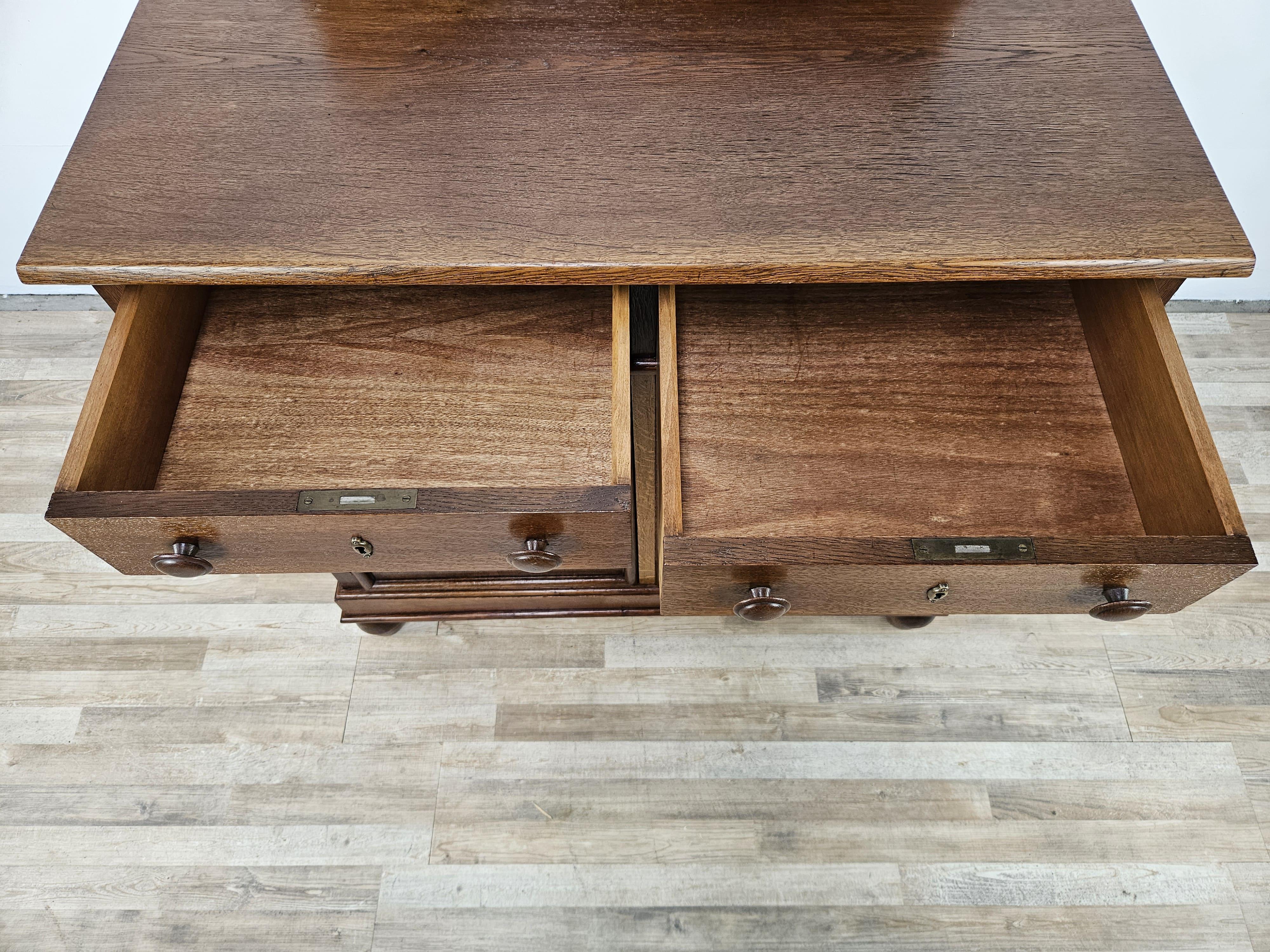 Art deco oak sideboard with riser and drawers 1940s 1