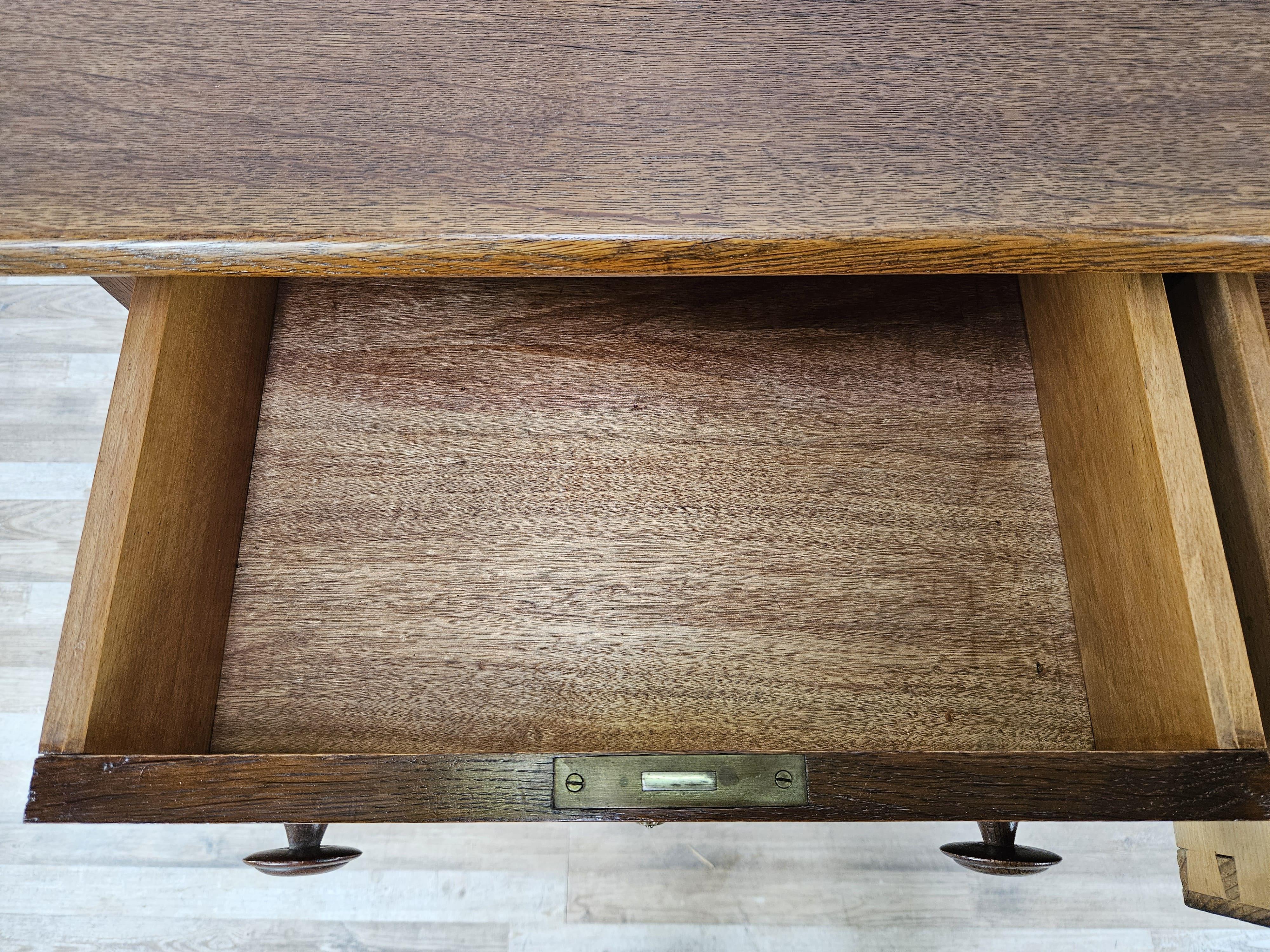 Art deco oak sideboard with riser and drawers 1940s 2