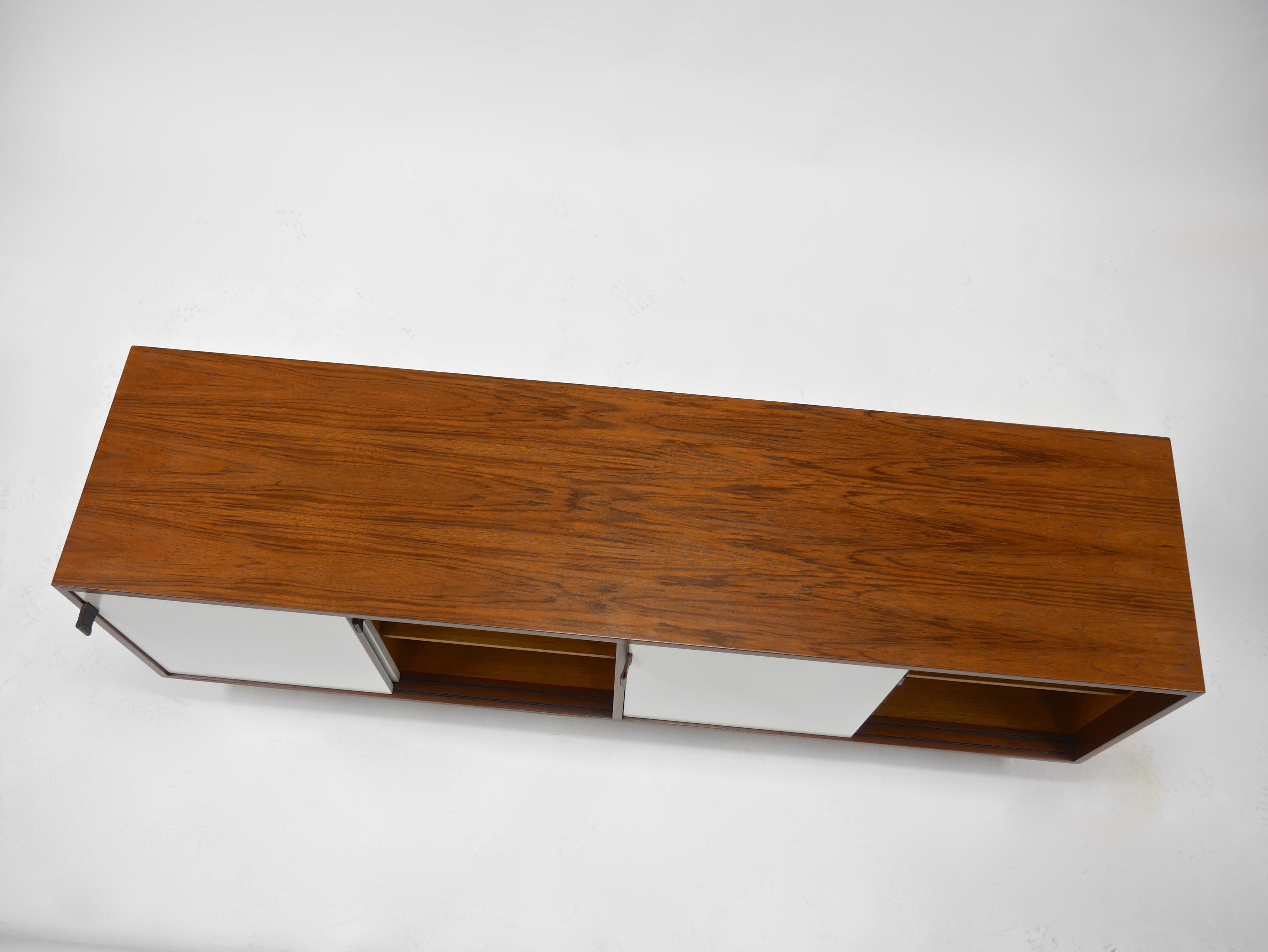 Credenza in Walnut and White Lacquer by Florence Knoll 1