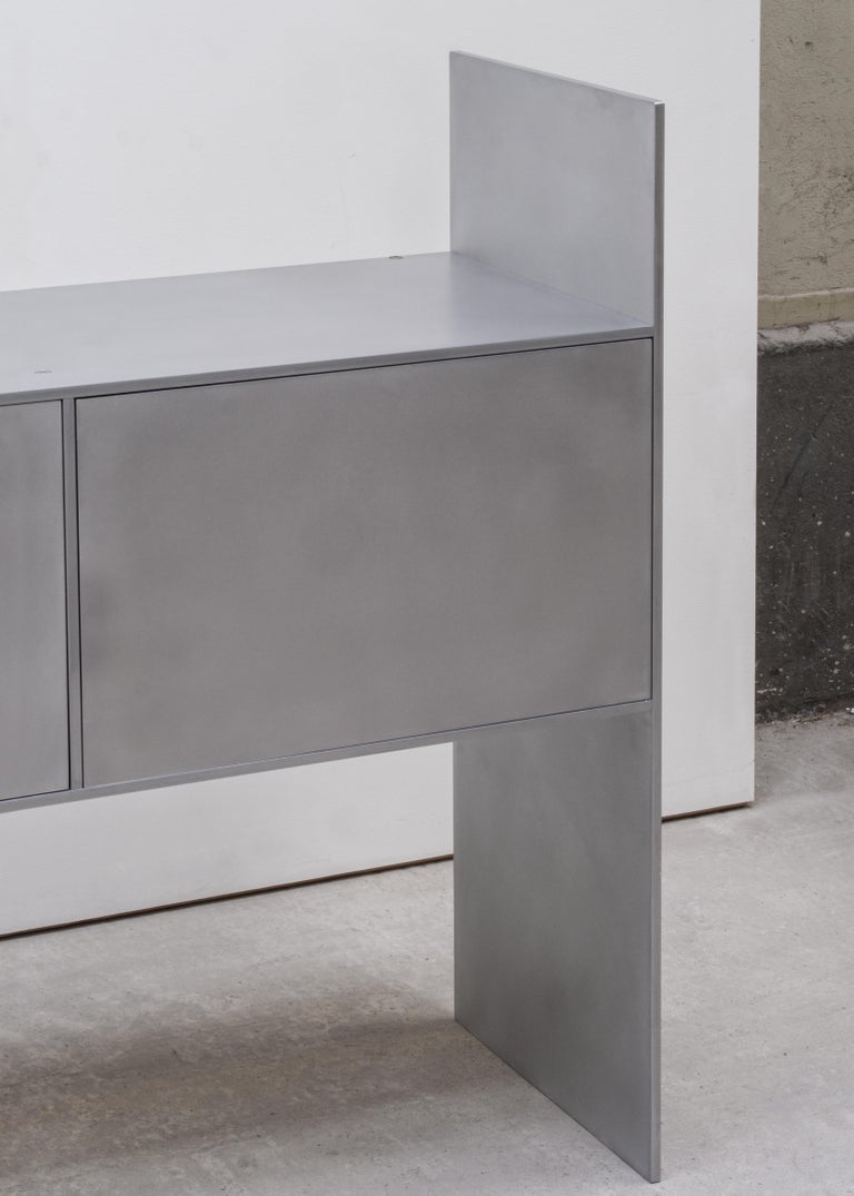 Modern Credenza in Waxed Aluminium by Johan Viladrich For Sale