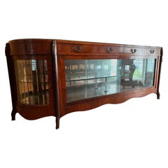 Credenza Inglese in noce massello, ottone, vetro 1900