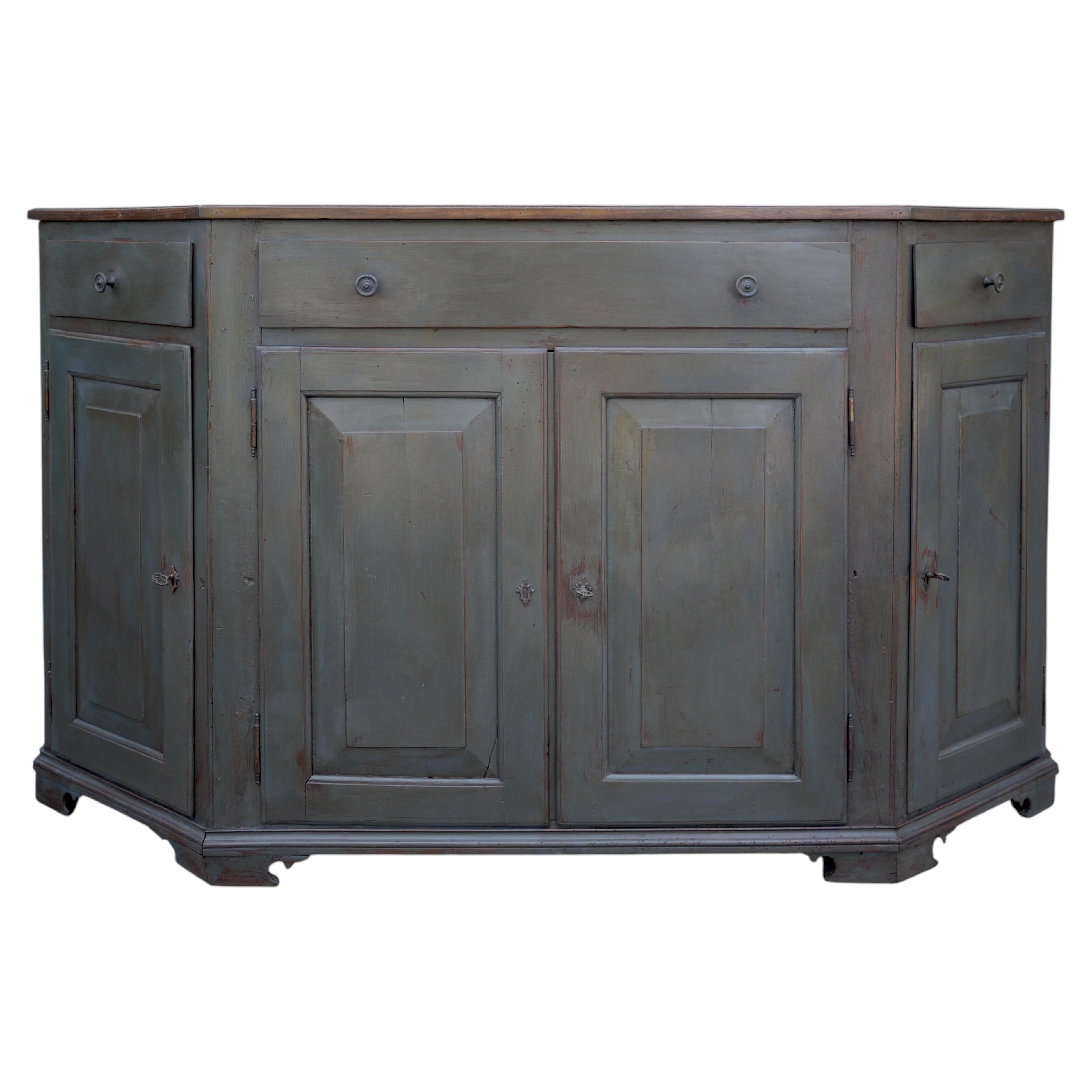 Credenza Italiana dipinta a quattro porte, XIX secolo, Enfilade dipinta in vendita