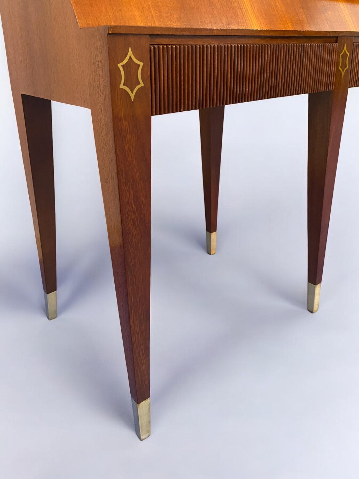 Credenza Italiana in pergamena intarsiata disegnata da Paolo Buffa nel 1950 For Sale 3