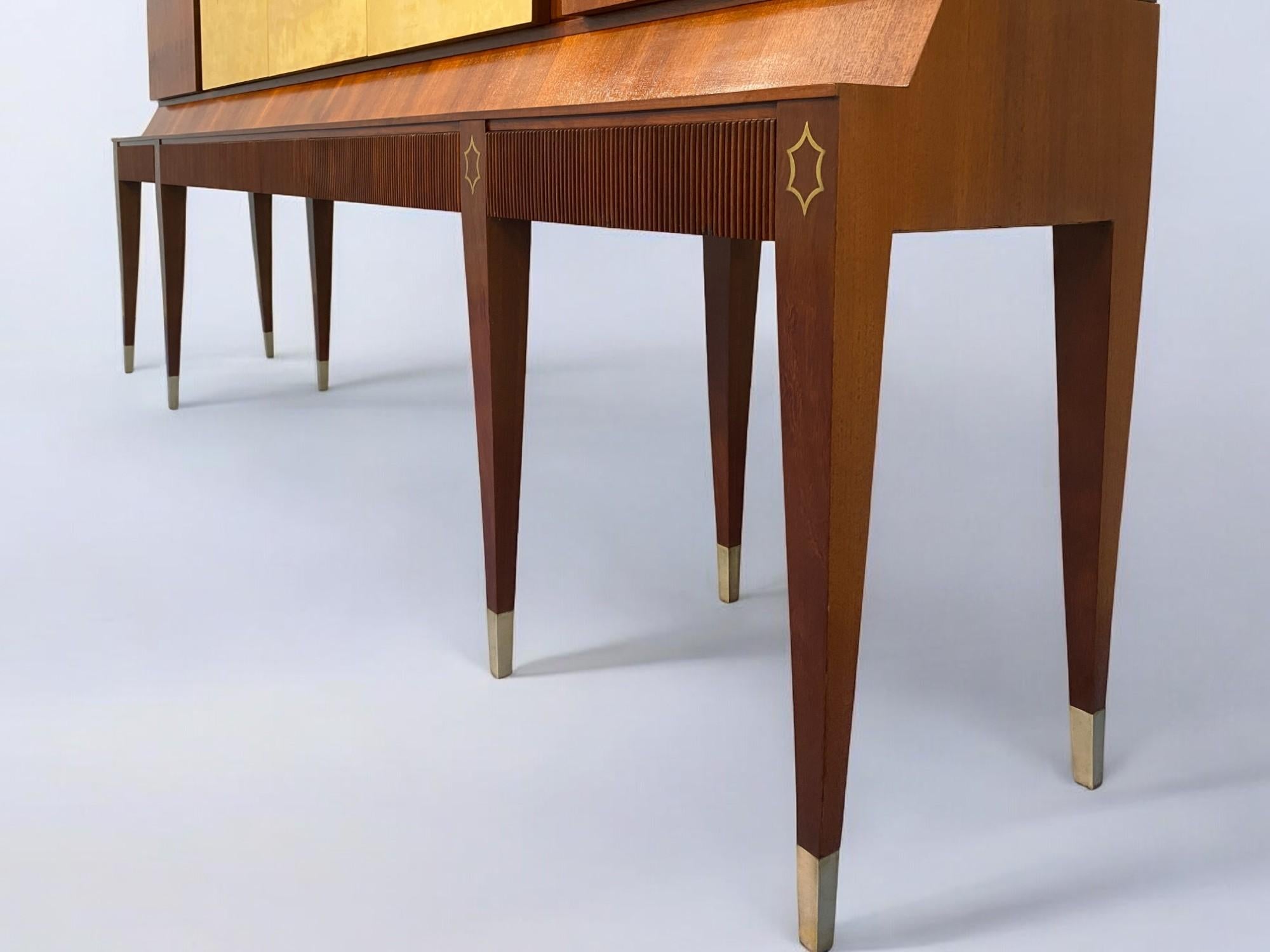 Credenza Italiana in pergamena intarsiata disegnata da Paolo Buffa nel 1950 For Sale 4