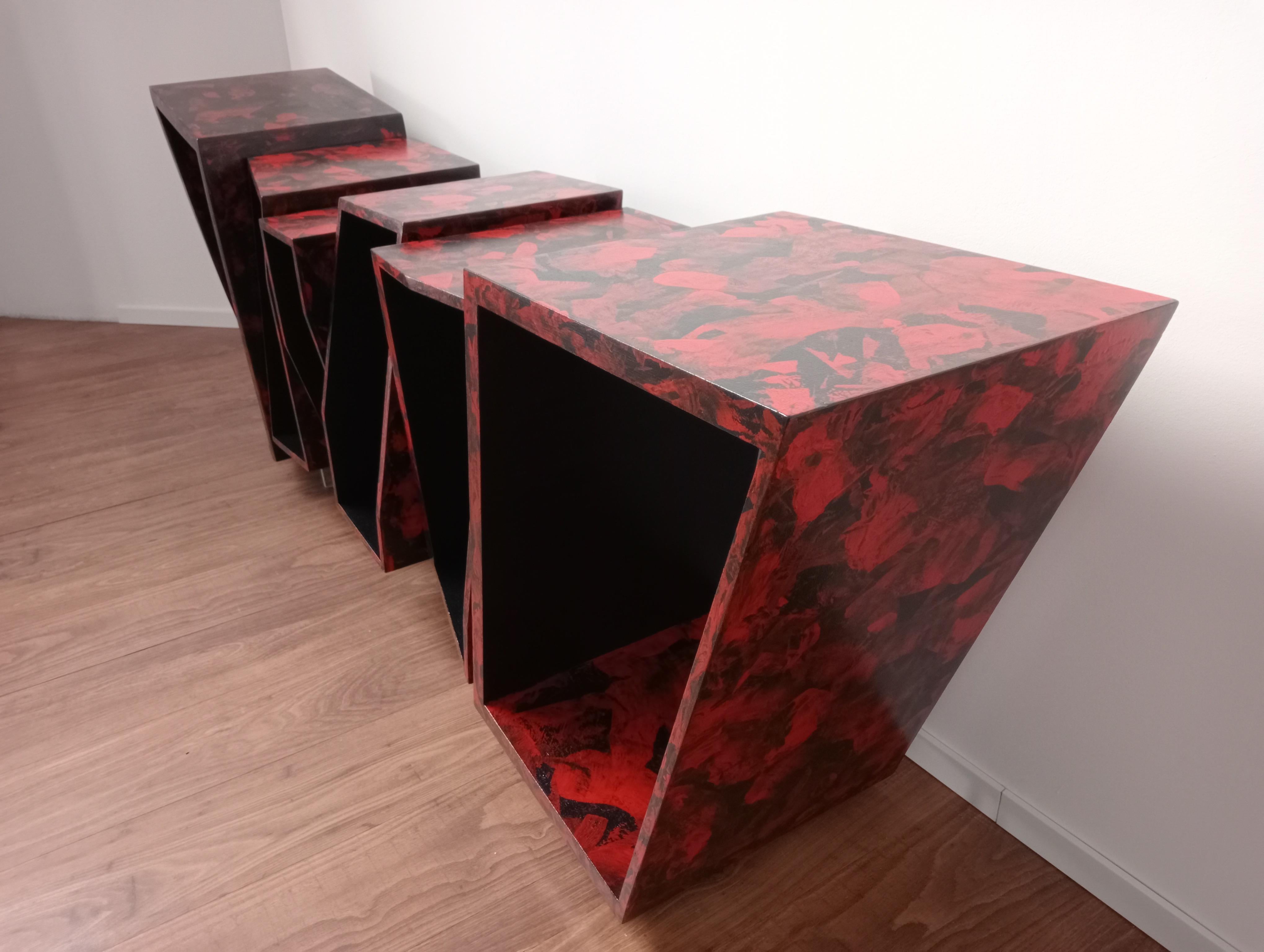 Anrichte Jan Italienisches Design Moderne Handgefertigte Holz- und Harzskulptur im Angebot 7