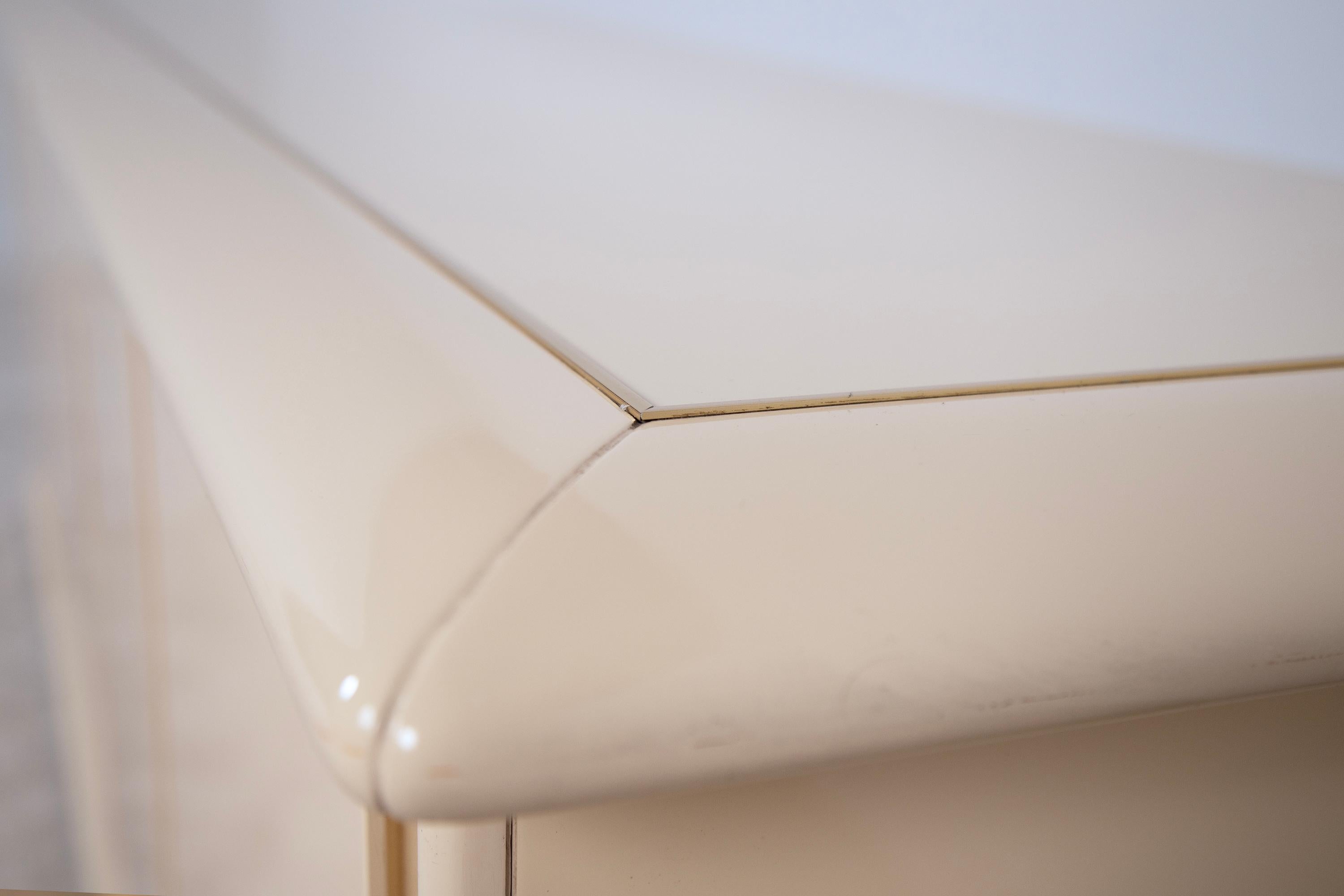 Brass Lacquered sideboard with brass details, 1980s. For Sale