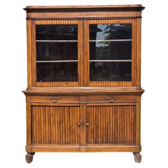 Carlo X bookcase in solid walnut, with sliding doors, 19th century