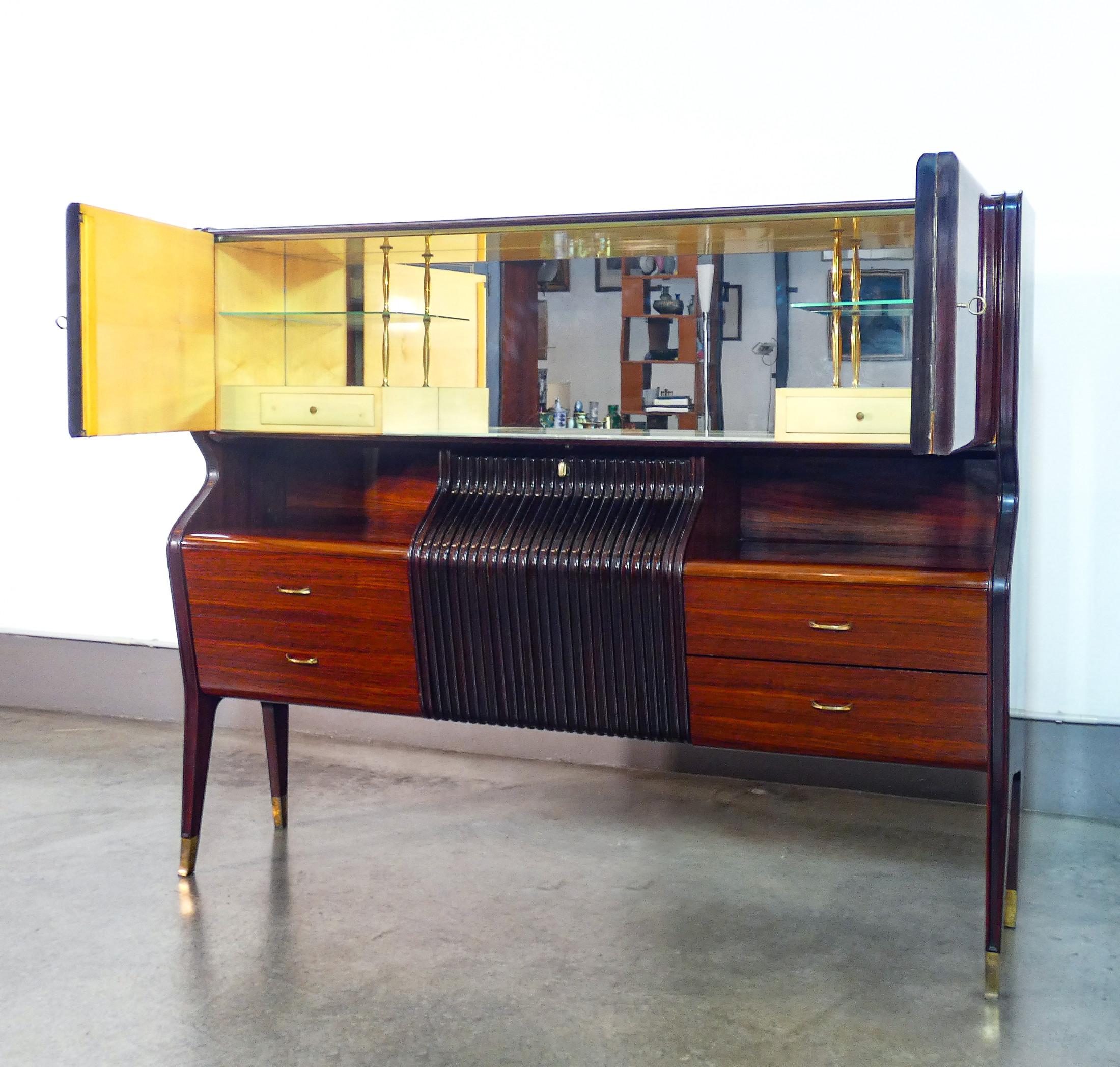 Milieu du XXe siècle Crédence, buffet de bar mobile, design Osvaldo BORSANI. Italia, 50 ans en vente