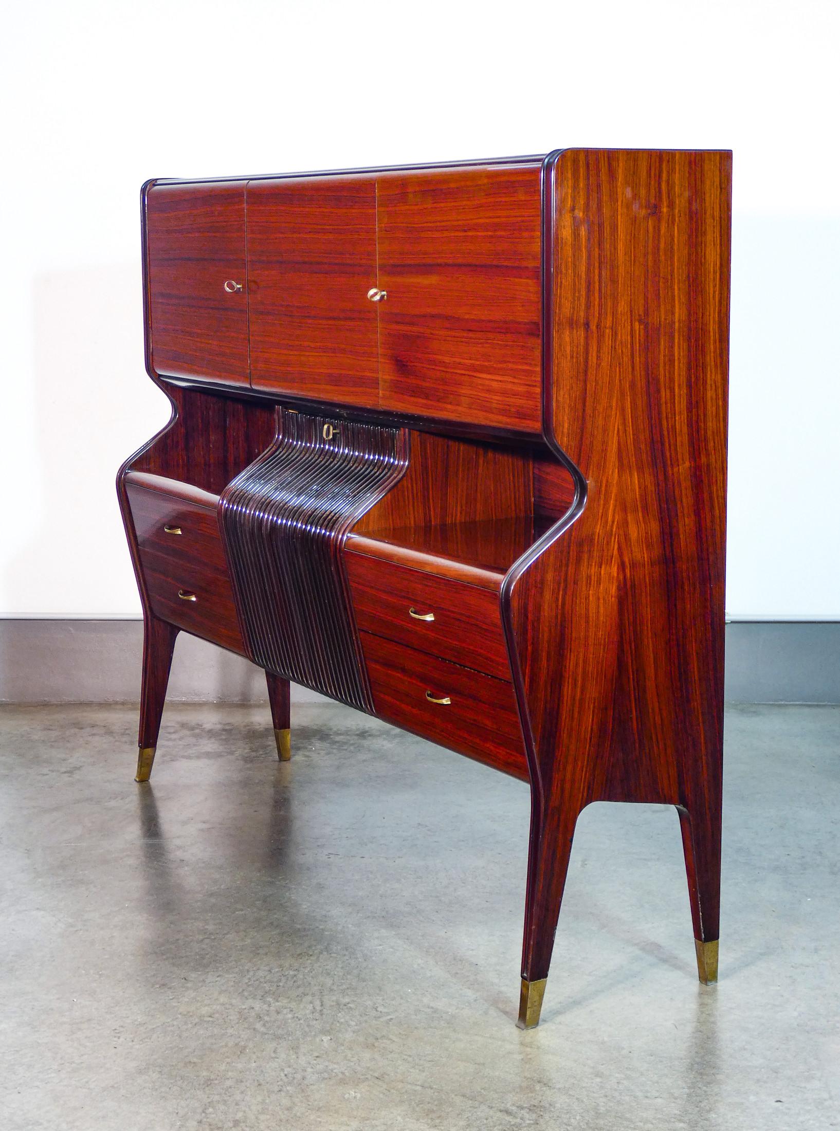 Crédence, buffet de bar mobile, design Osvaldo BORSANI. Italia, 50 ans en vente 2