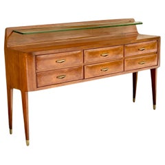 Vintage Sideboard in the Style of Ico Parisi - Brass and Glass Details - Italy 1950s