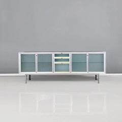 Modern Italian glass and metal Pandora sideboard Antonia Astori for Driade 1990s