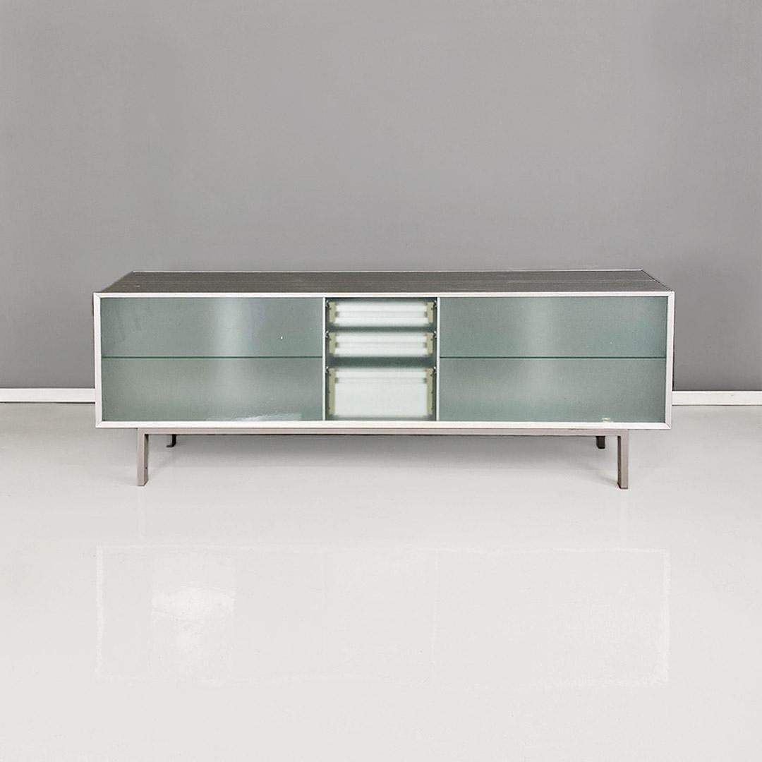 Pandora Italian modern glass and metal sideboard Antonia Astori for Driade 1990 In Good Condition For Sale In MIlano, IT