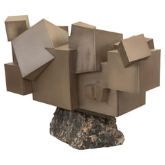 Pyrite - FMM  2024  Sculptural Bar Cabinet  Bronze & Stone  Cubic Structure