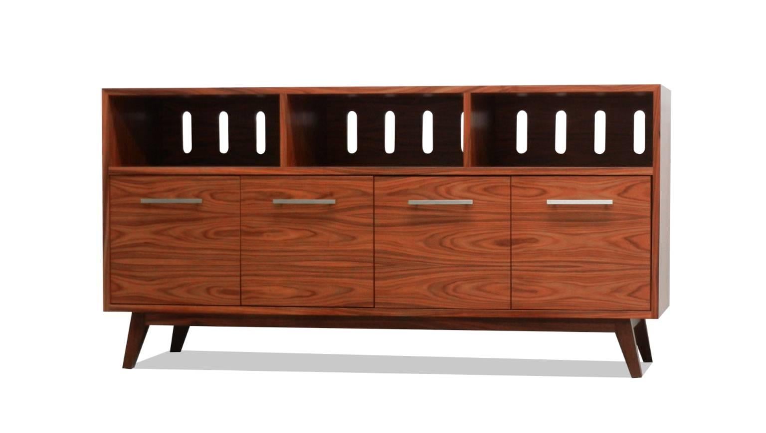 American Credenza Record Cabinet for Vinyl LPs and Audio/Visual Storage For Sale