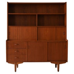 Credenza scandinava vintage in teak con libreria
