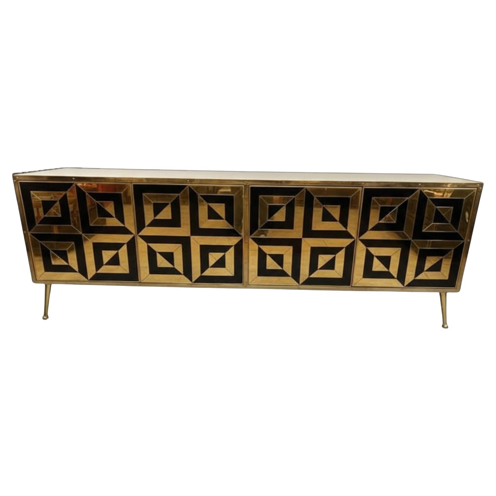 Credenza scultorea in ottone e vetro di Murano designer Justfurnituress