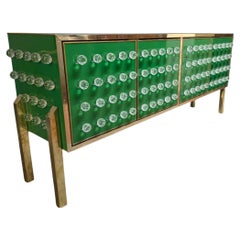 Credenza scultorea italiana con 120 sfere in vetro di Murano e ottone