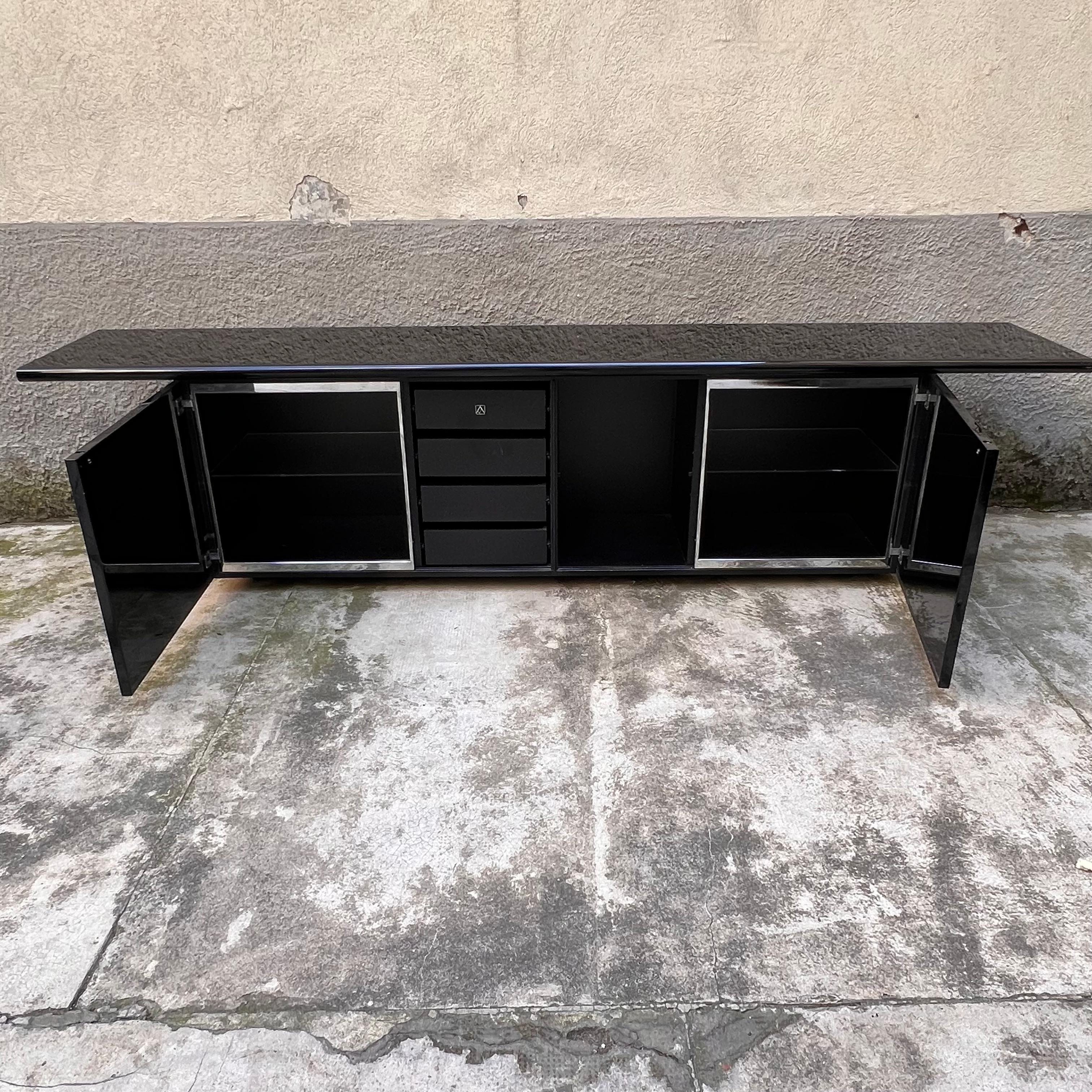 Credenza Sheraton Nera - Di Giotto Stoppino per Acerbis - Italia - Anni '80 in vendita 6