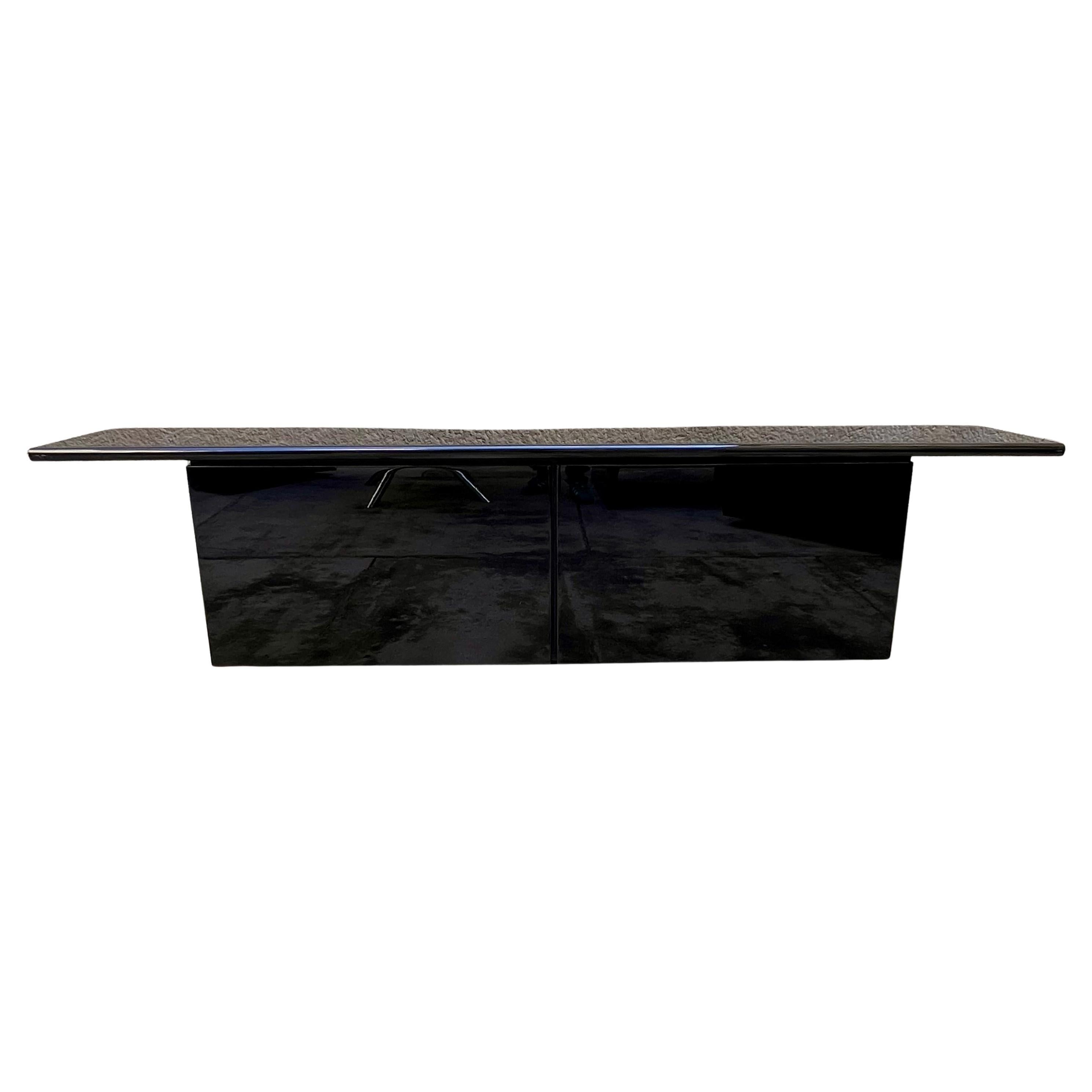 Schwarzes Sheraton-Sideboard - von Giotto Stoppino für Acerbis - Italien - 1980er