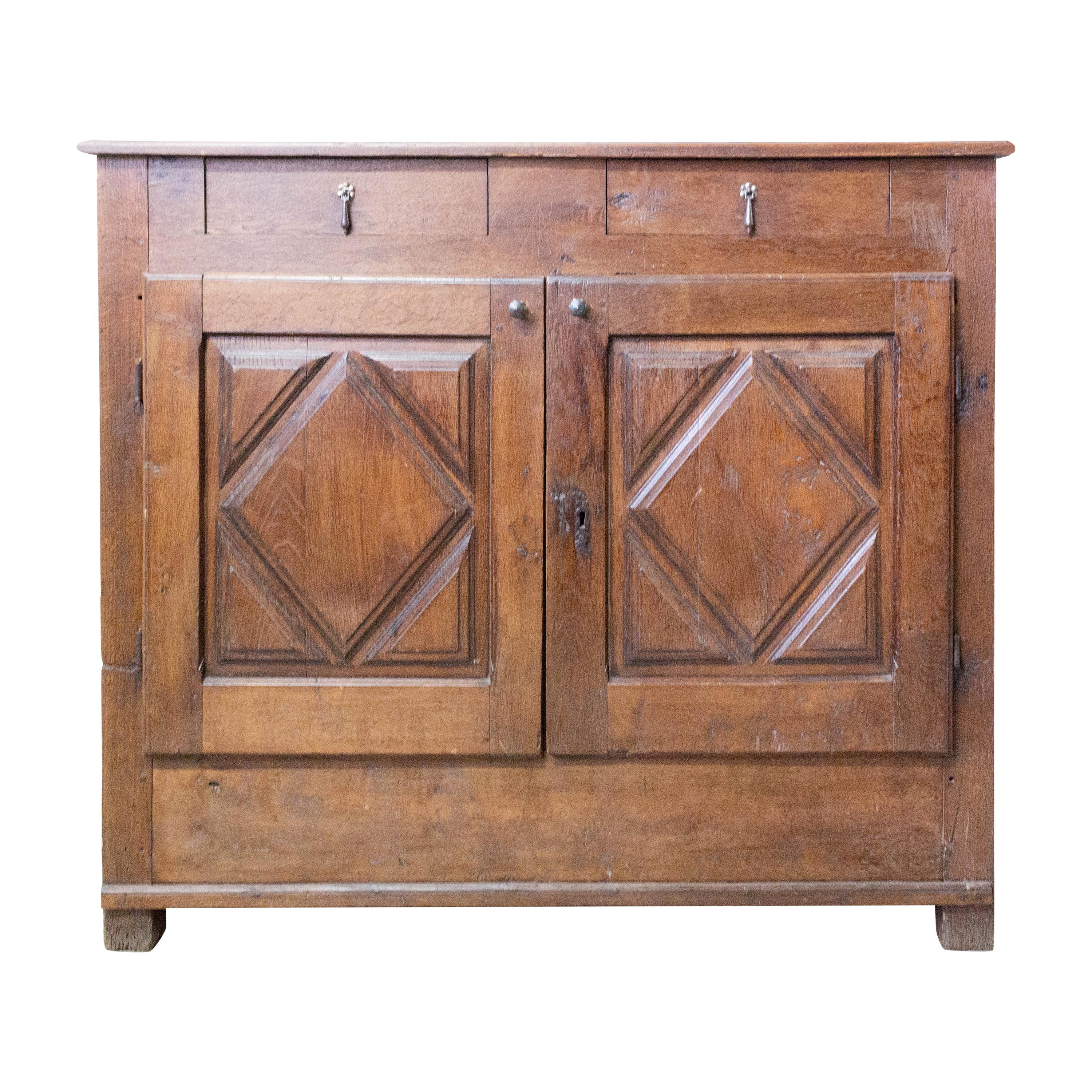 Credenza Sideboard French Buffet Diamond Doors, Late 19th Century
