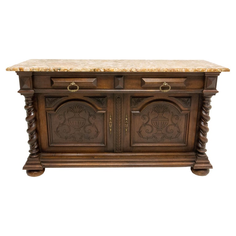 Credenza Sideboard French Marble-Top Buffet Louis XIII Style, Late 19th  Century For Sale at 1stDibs | marble top credenza sideboard