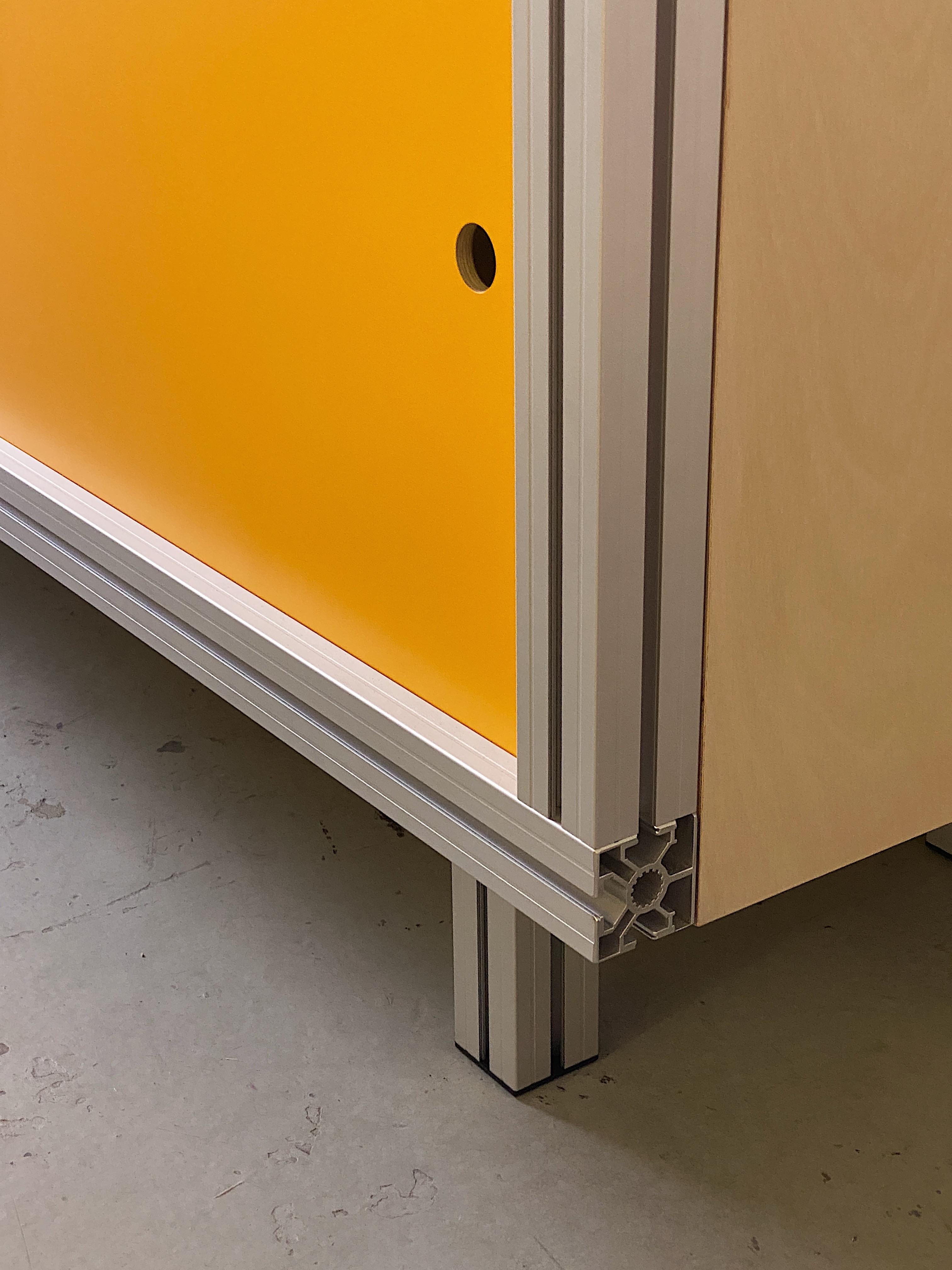 Anodized Credenza / Sideboard from Grey Anodised Aluminium Extrusions, Formica & Birch For Sale