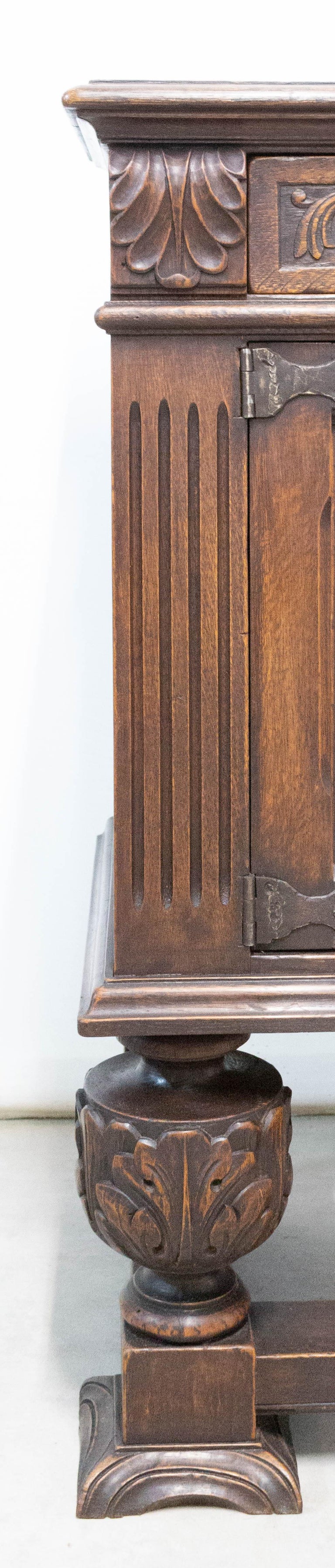 Credenza Sideboard Spanish Oak Four Doors Buffet Gothic Revival, circa