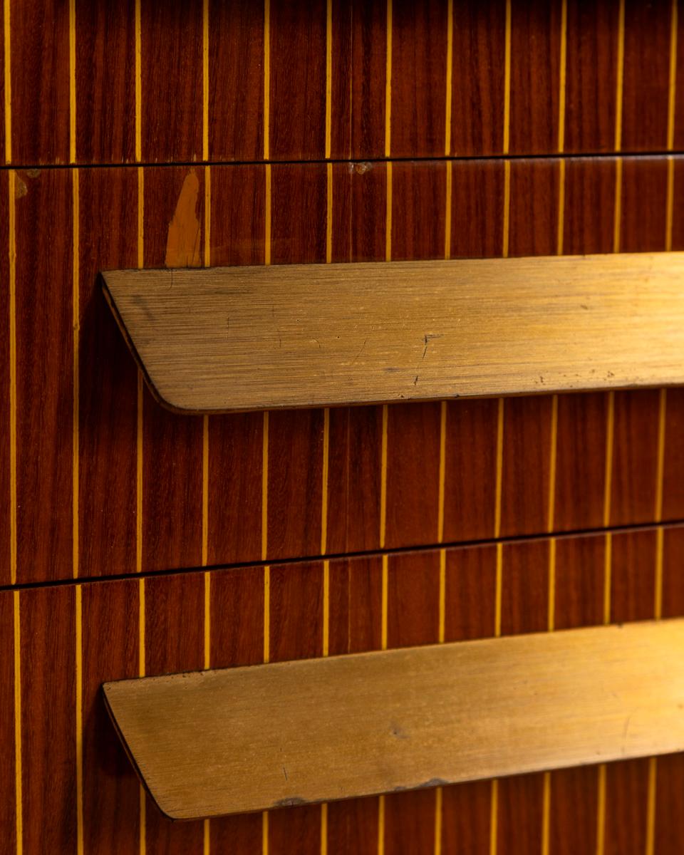 Credenza sideboard vintage anni 50 in legno e ottone design Italiano 2