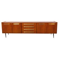 Credenza sideboard vintage anni 50 in legno e ottone design Italiano
