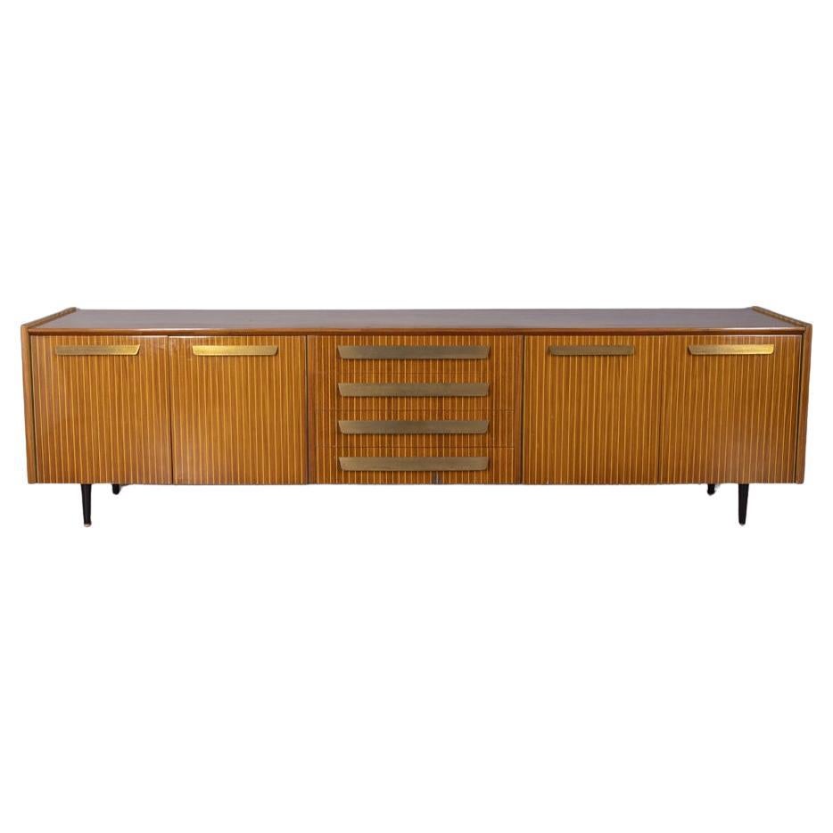 1950s vintage sideboard sideboard in wood and golden brass Italian design