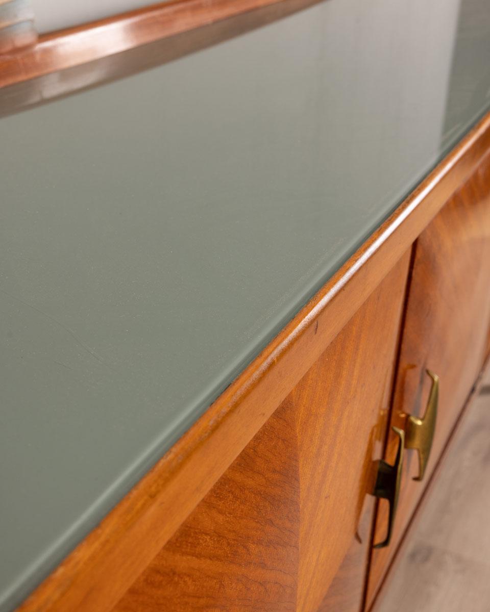 Credenza Sideboard vintage anni 50 in legno e vetro design Italiano 1