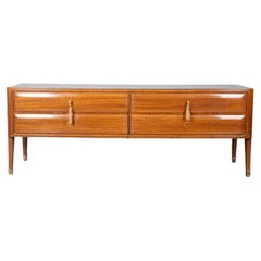 Aparador vintage años 50 en latón madera y cristal diseño italiano