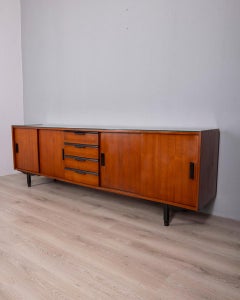 Vintage 60's sideboard sideboard in wood and glass Italian design