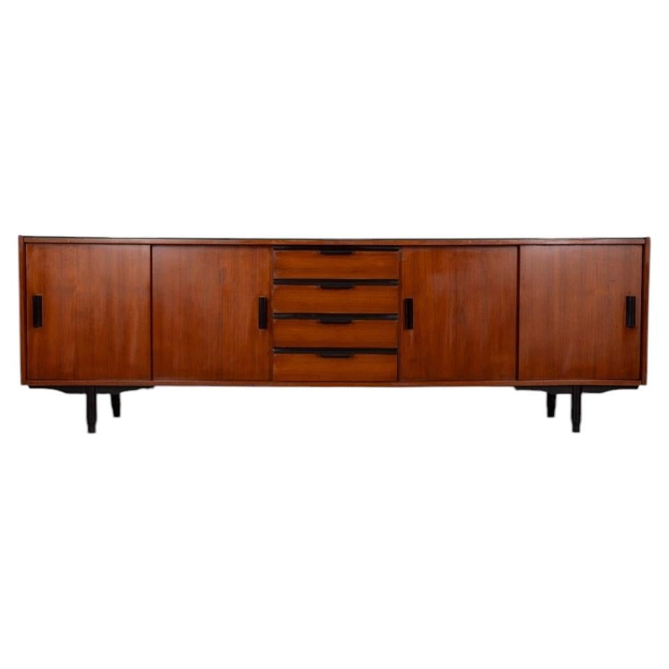 Vintage 60's sideboard sideboard in wood and glass Italian design