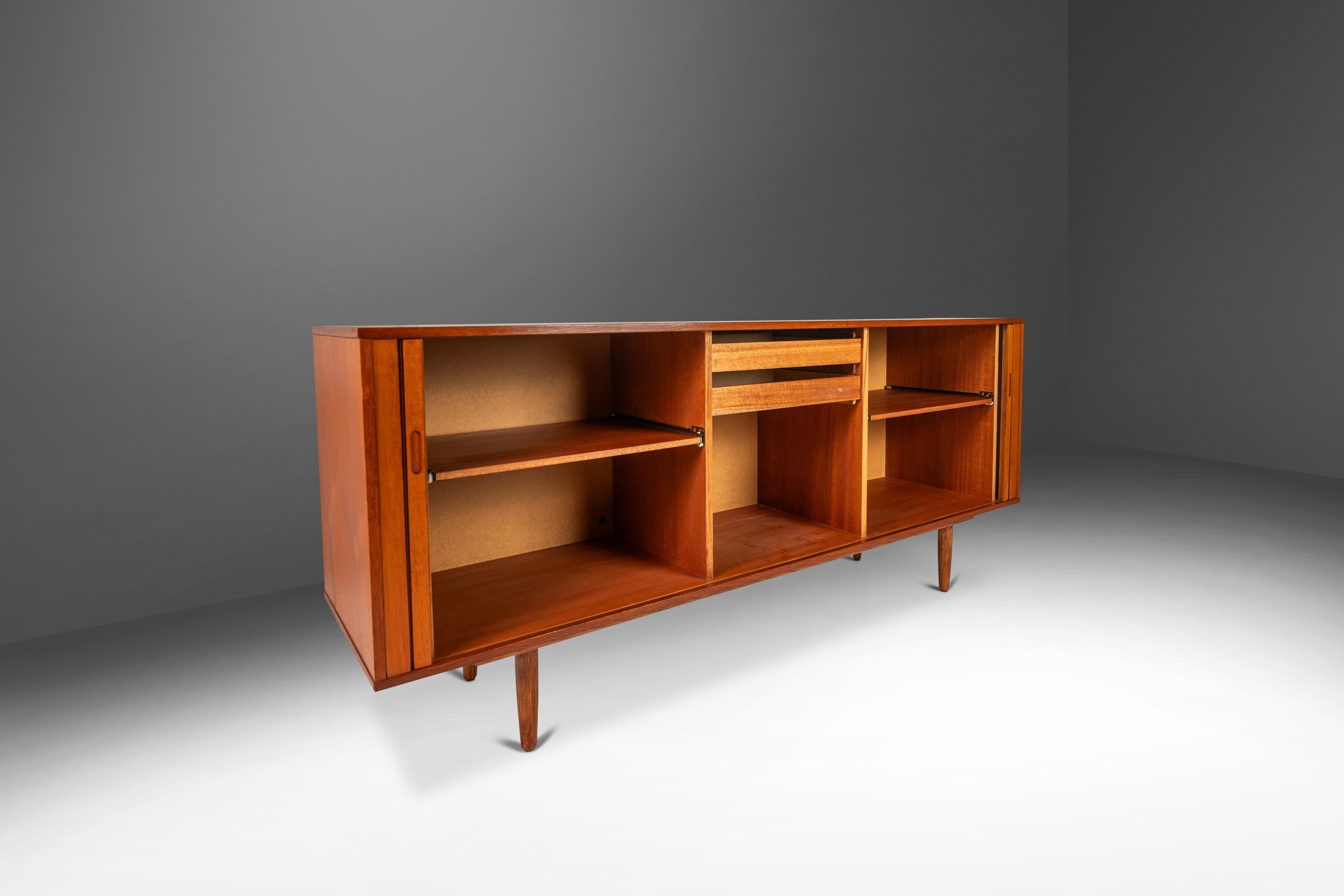 Teak Credenza / Sideboard w/ Tambour Doors Attributed to Arne Vodder, Denmark,  1960s For Sale