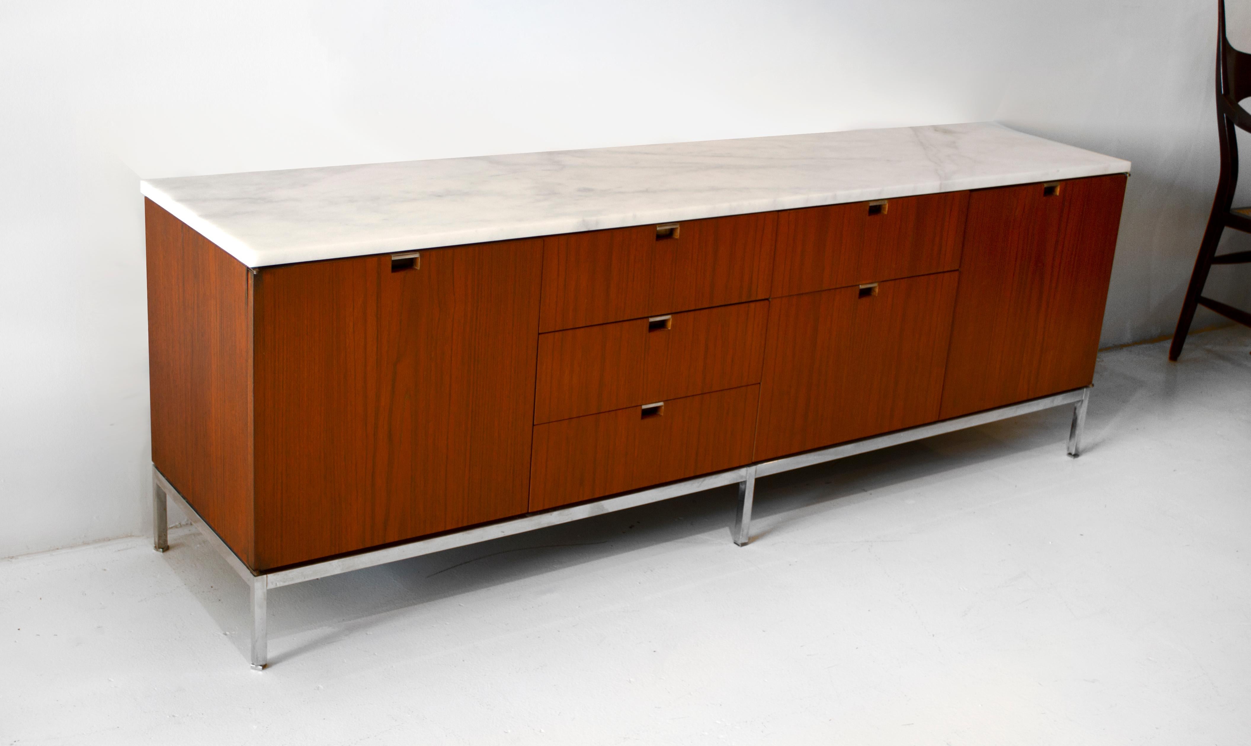 Credenza, Teak and Marble by Florence Knoll In Good Condition In Dallas, TX