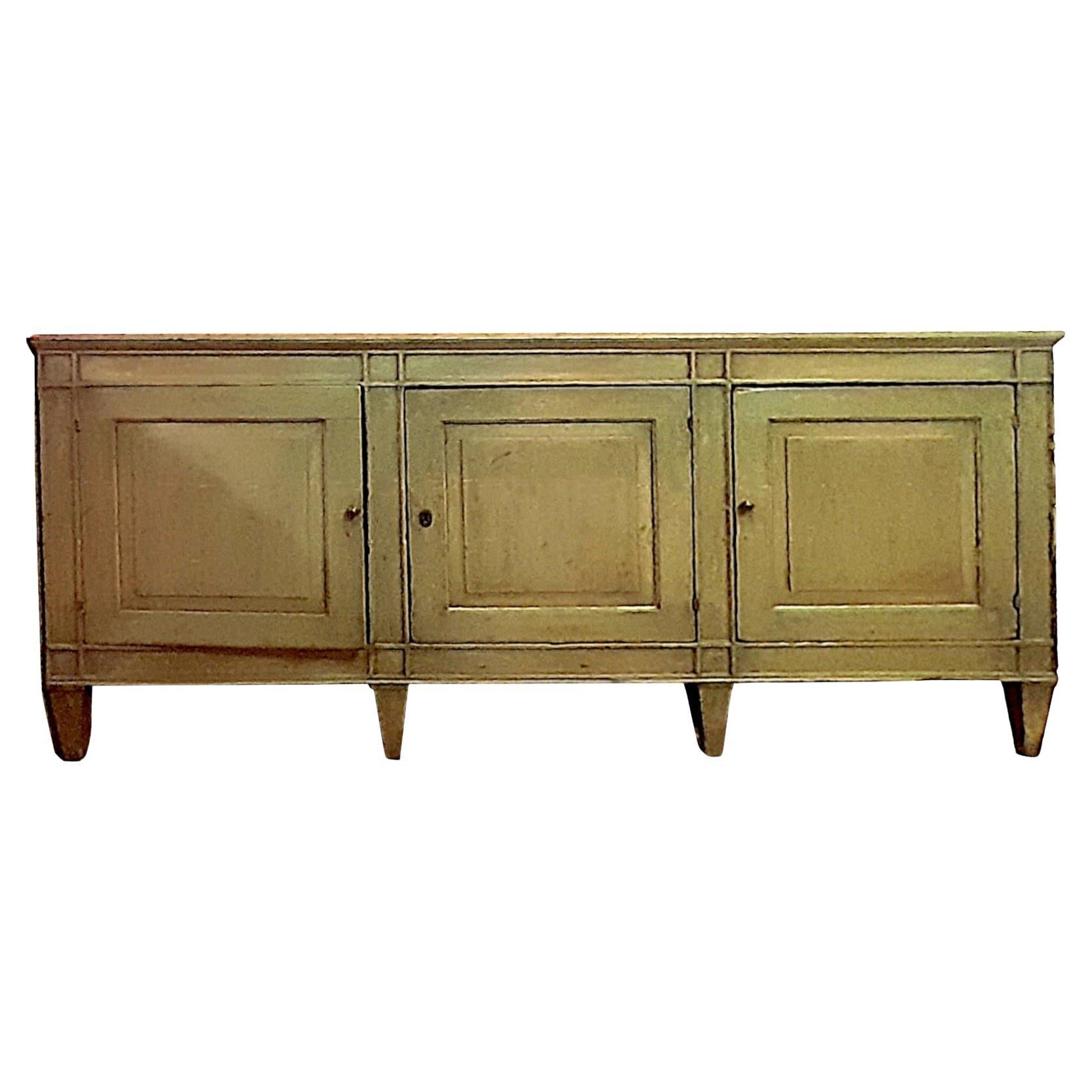 Credenza Veneta Luigi XVI di fine 1700 a tre sportelli laccata a tempera