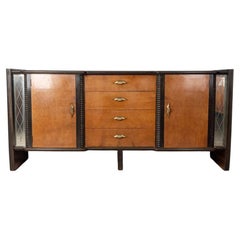 Credenza vintage anni 40 in legno e vetro design Art Decò Italiano