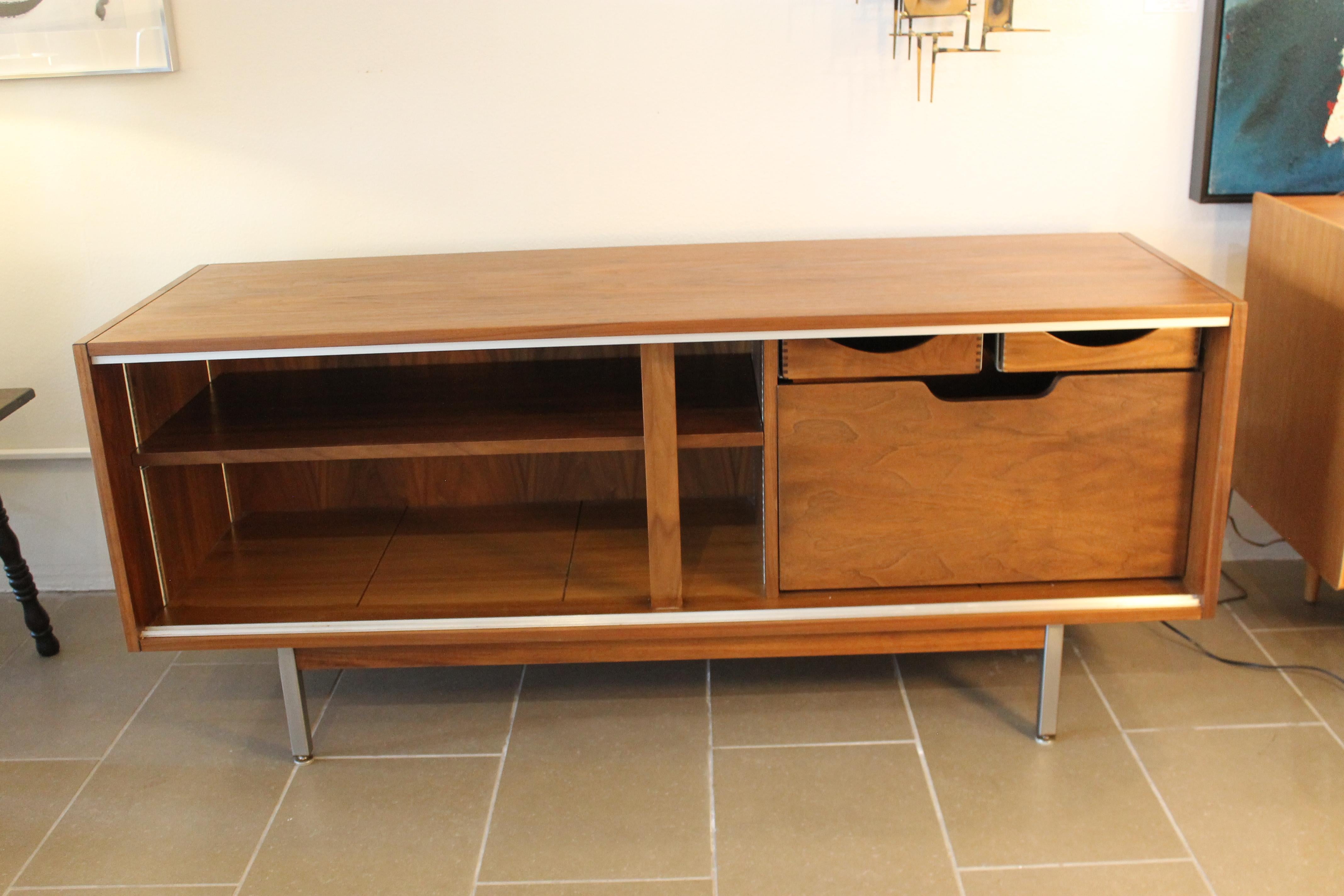 American Credenza in the Style of George Nelson With Black and Grey Sliders