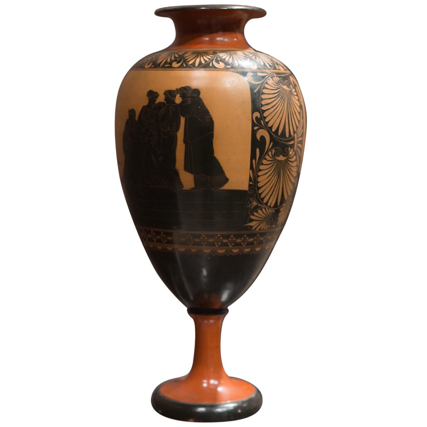 Credited Giustiniani Large Redware Neoclassical Terracotta Vase, 1840