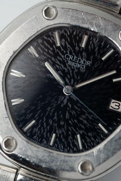 Credor Locomotive KEH018 5932-5020 Textured Black Sunburst Dial by Gerald Genta