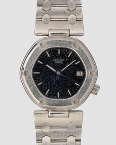 Credor Locomotive KEH018 5932-5020 Textured Black Sunburst Dial by Gerald Genta