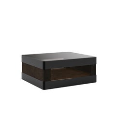 Creek II Side Table By Porus Studio Laquered Wood Glass Leather Made in Portugal