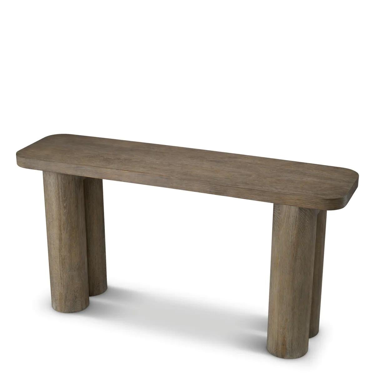 Console Table Creeks Aged with structure in 
wood, oak wood and in aged oak veneer finish.