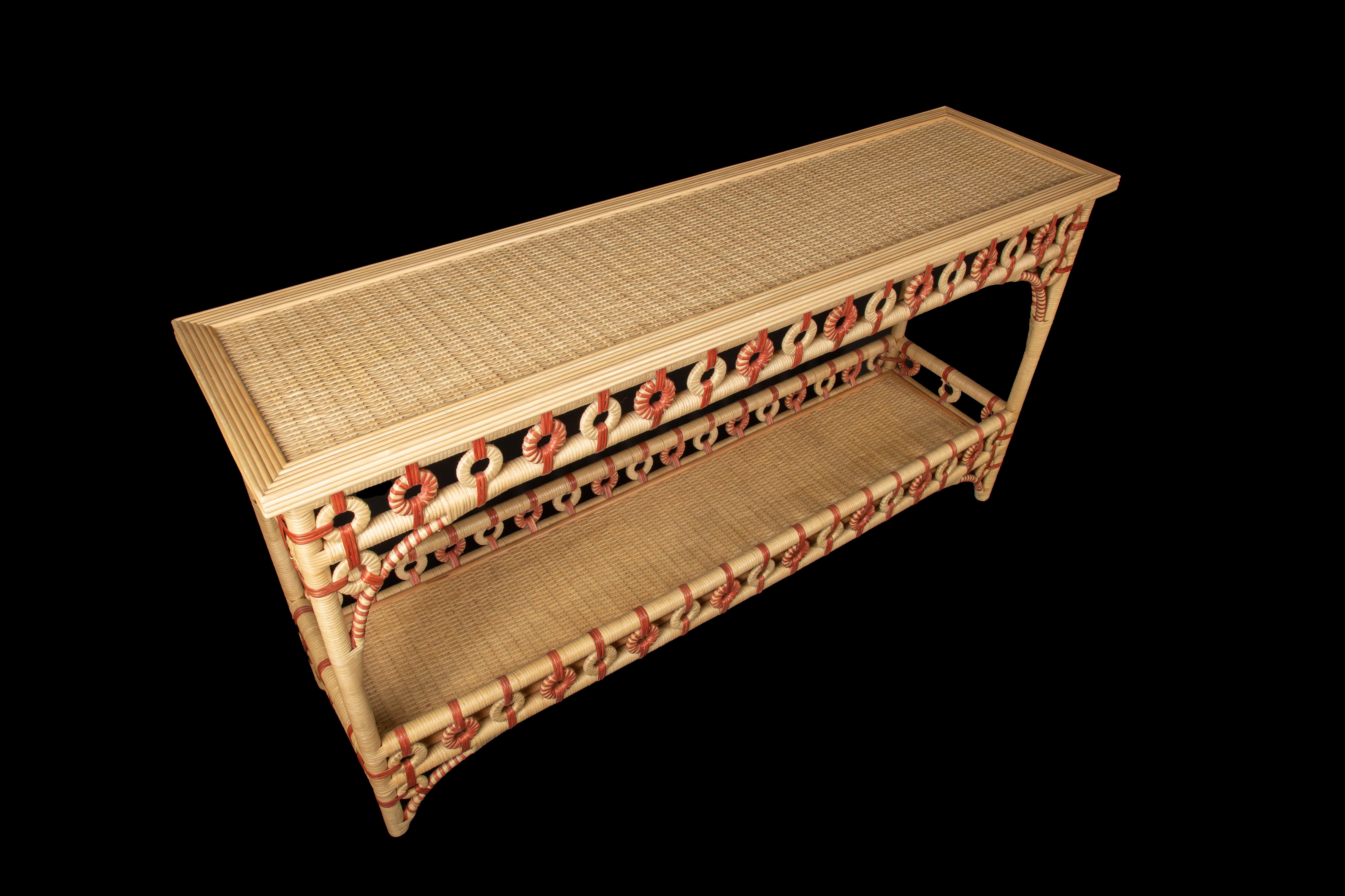 Creel and Gow Rattan Console Coral 3