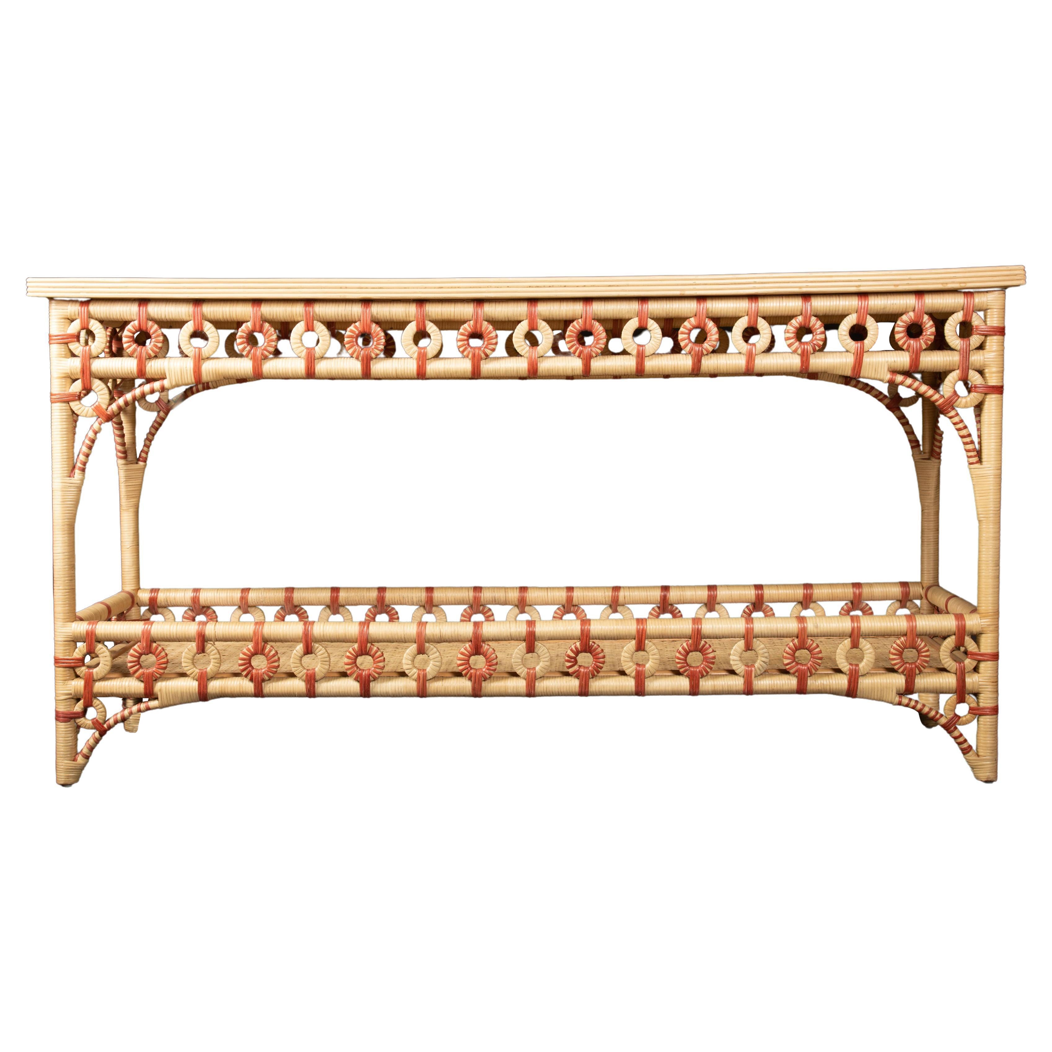 Creel and Gow Rattan Console Coral For Sale